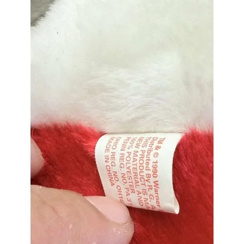 Vintage 1990 Bugs Bunny Plush Christmas stocking Smoke Free Home